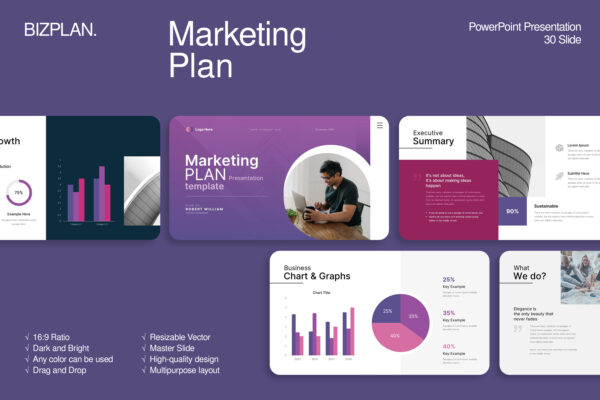 Marketing Plan Colourful PowerPoint cover thumb